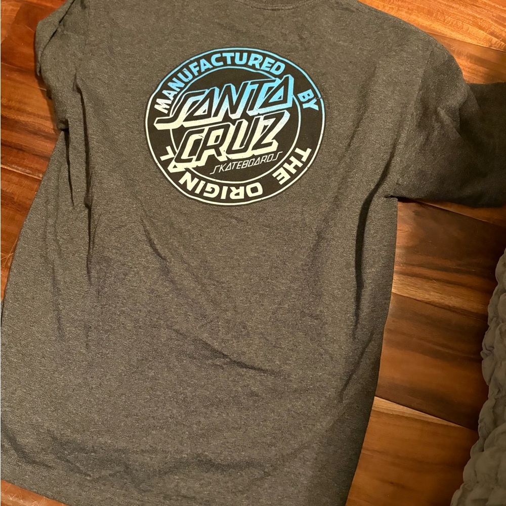 Santa Cruz Skateboards Gray T-Shirt with Blue Logo